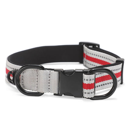 Dog Reflective Nylon Collar, Specification: S(Black red buckle) by bashfashion