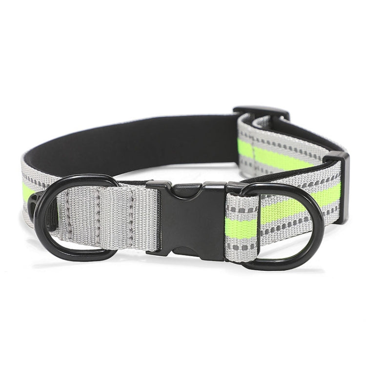 Dog Reflective Nylon Collar, Specification: S(Black buckle green) by bashfashion