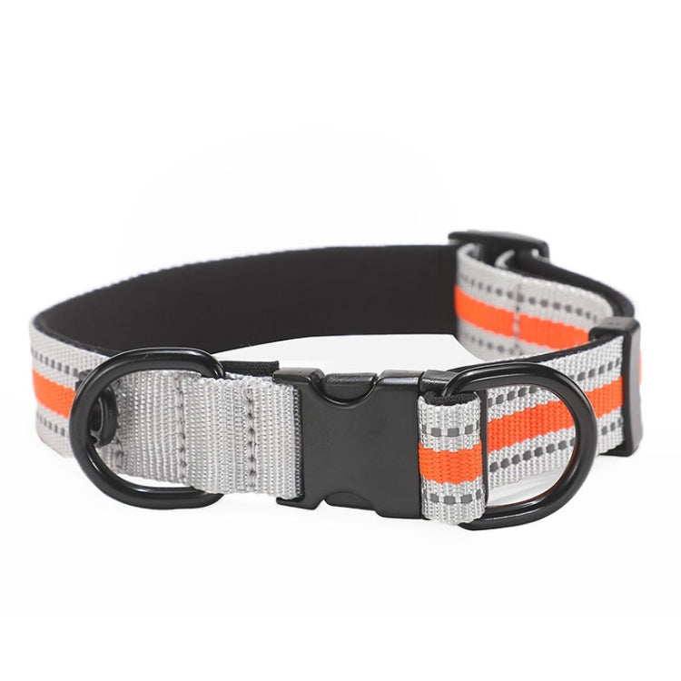 Dog Reflective Nylon Collar, Specification: M(Black buckle orange) by bashfashion