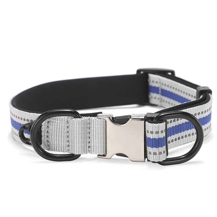 Dog Reflective Nylon Collar, Specification: M(Silver buckle blue) by bashfashion