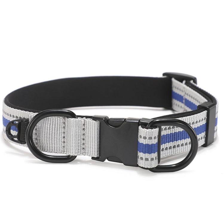 Dog Reflective Nylon Collar, Specification: M(Black buckle blue) by bashfashion