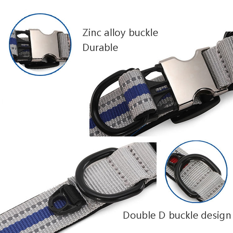 Dog Reflective Nylon Collar, Specification: M(Black buckle blue) by bashfashion