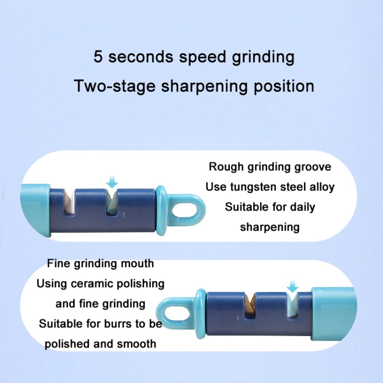 2 in 1 Stainless Steel Peeler Tungsten Steel Sharpener(Blue) by bashfashion