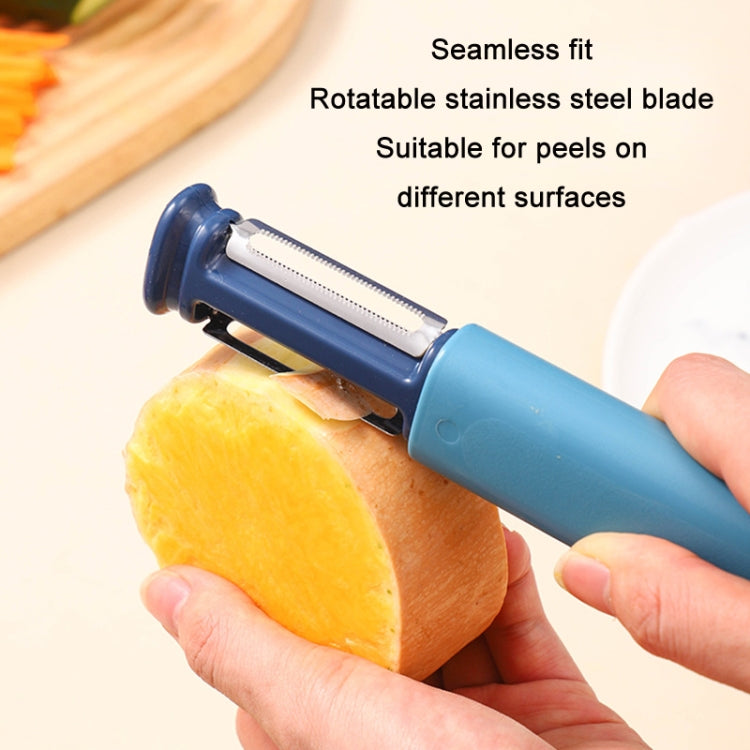 2 in 1 Stainless Steel Peeler Tungsten Steel Sharpener(Blue) by bashfashion