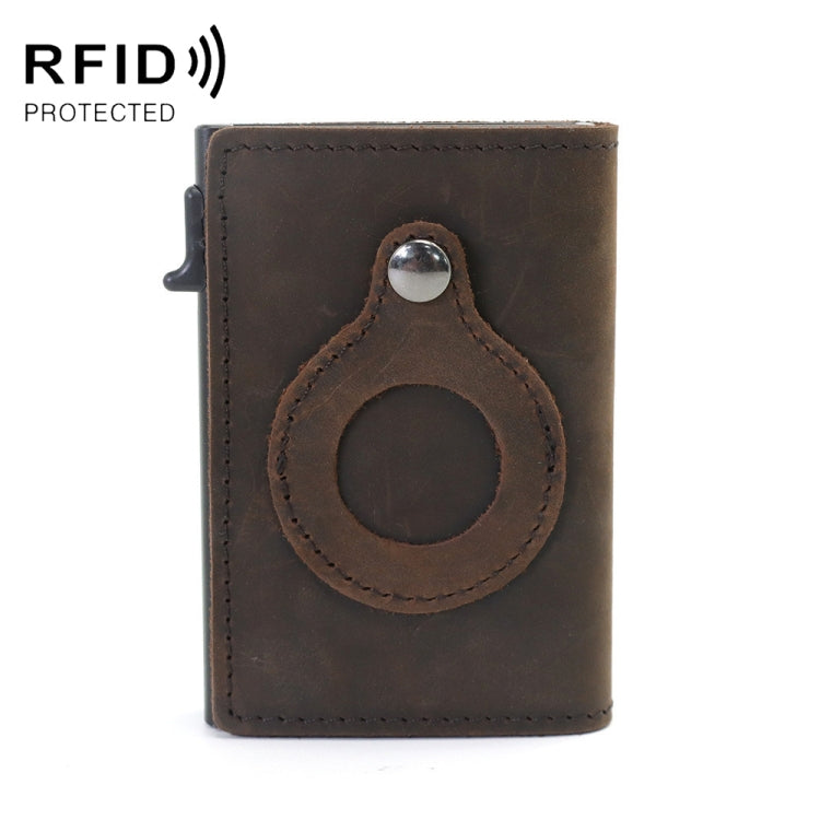 Anti-Theft Positioning Wallet Men Card Holder Mini Wallets For Airtag(Cowhide Brown) by bashfashion