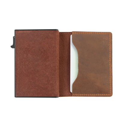 Anti-Theft Positioning Wallet Men Card Holder Mini Wallets For Airtag(Cowhide Dark Brown) by bashfashion