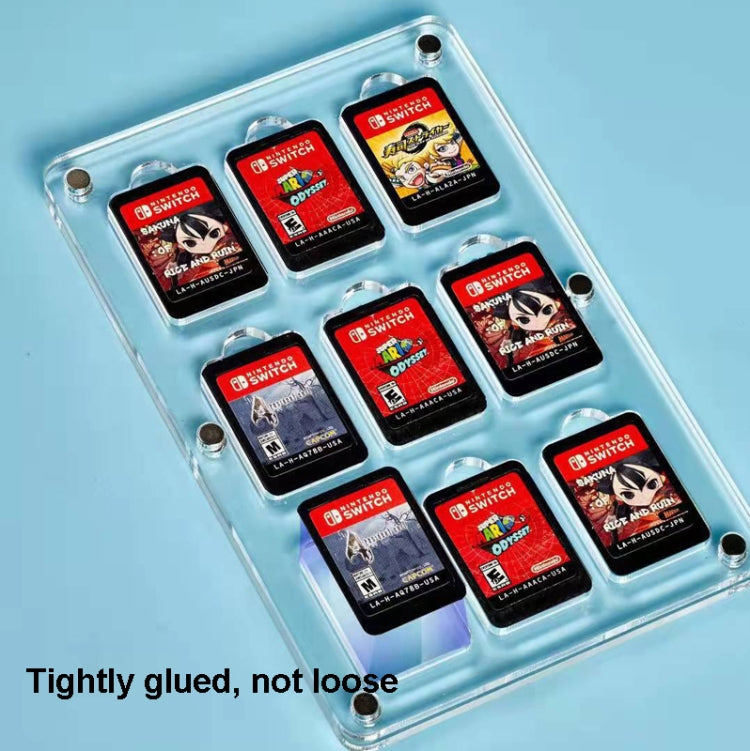 9 Grid Transparent Crystal Magnetic Game Card Storage Box For Switch by bashfashion