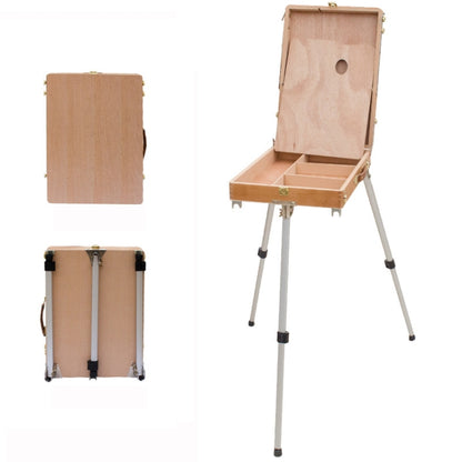 Portable Wooden Portable Sketch Box Aluminum Alloy Easel(Beech) by bashfashion
