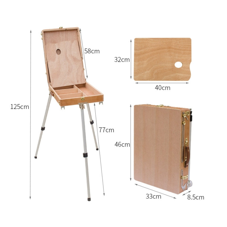 Portable Wooden Portable Sketch Box Aluminum Alloy Easel(Beech) by bashfashion