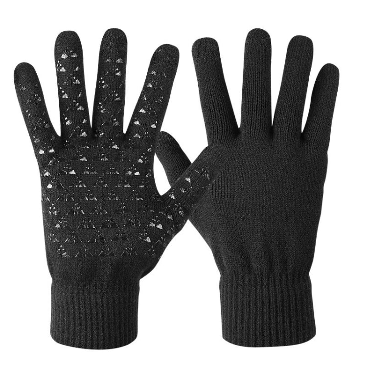 1 Pair Thick Velvet Touch Screen Knitted Warm Gloves, Size: Free Size(Black) by bashfashion