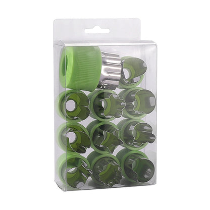 0-98 12 in 1 Kitchen Stainless Steel Flower Cutter(Green) by bashfashion