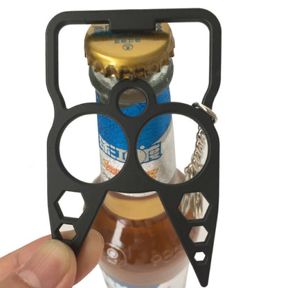 2 PCS 6 In 1 Multifunctional Keychain Zinc Alloy Bottle Opener(Black) by bashfashion