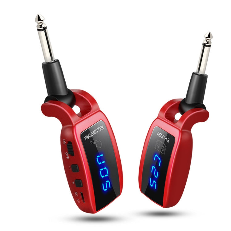 U12DX 6.35mm Jack Wireless Guitar Transmitter Receiver Rechargeable Adapter(Red) by bashfashion