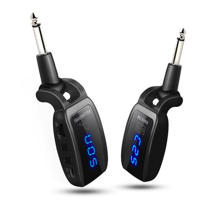 U12DX 6.35mm Jack Wireless Guitar Transmitter Receiver Rechargeable Adapter(Black) by bashfashion