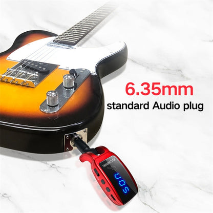 U12DX 6.35mm Jack Wireless Guitar Transmitter Receiver Rechargeable Adapter(Red) by bashfashion