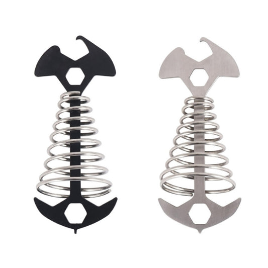 5 PCS Multifunctional Outdoor Camping Fishbone Nail Spring Hook Wind Rope Buckle(Stainless Steel) by bashfashion