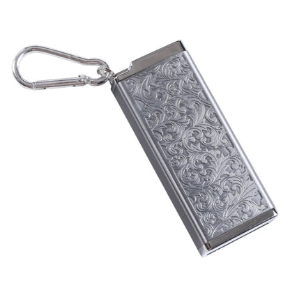 Portable Cigarette Case Portable With Lid Sealed Ashtray, Color: Silver Engraved Flower by bashfashion
