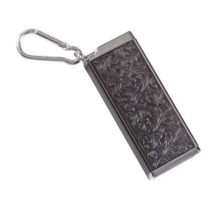 Portable Cigarette Case Portable With Lid Sealed Ashtray, Color: Black Engraved Flower by bashfashion