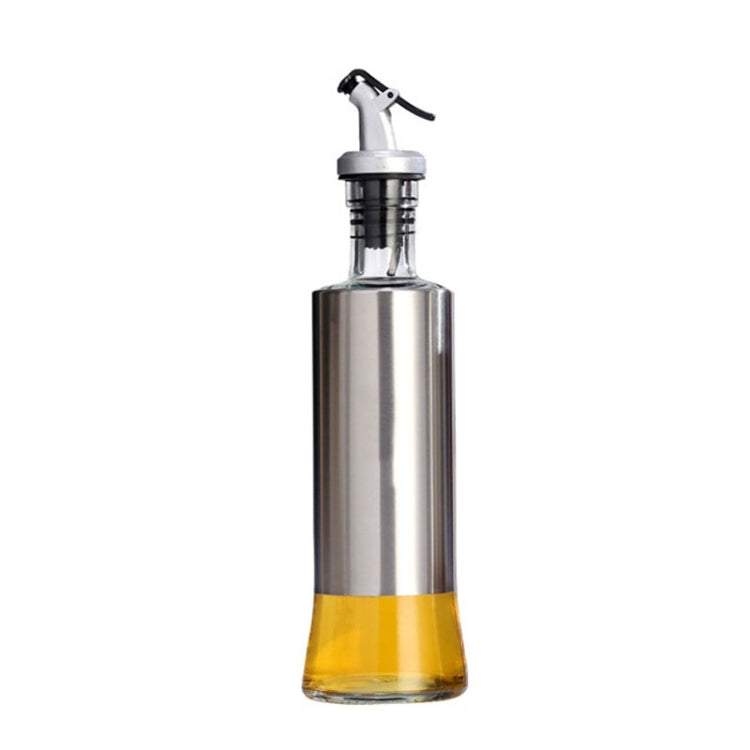 Stainless Steel Glass Oil Bottle Kitchen Pressed Seasoning Bottle, Capacity: 200ml by bashfashion