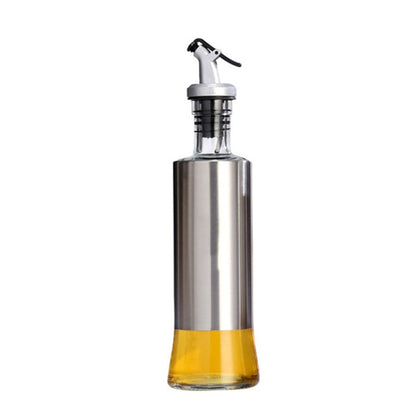 Stainless Steel Glass Oil Bottle Kitchen Pressed Seasoning Bottle, Capacity: 200ml by bashfashion