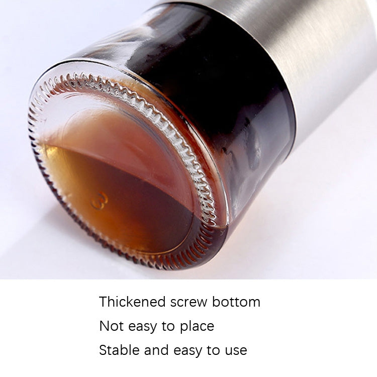 Stainless Steel Glass Oil Bottle Kitchen Pressed Seasoning Bottle, Capacity: 200ml by bashfashion