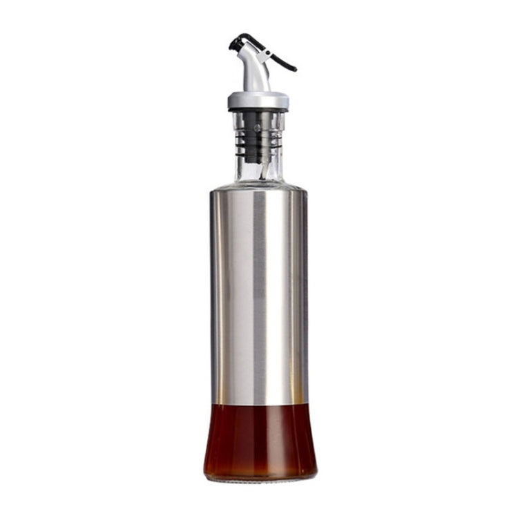 Stainless Steel Glass Oil Bottle Kitchen Pressed Seasoning Bottle, Capacity: 300ml by bashfashion