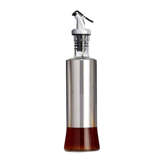 Stainless Steel Glass Oil Bottle Kitchen Pressed Seasoning Bottle, Capacity: 300ml by bashfashion