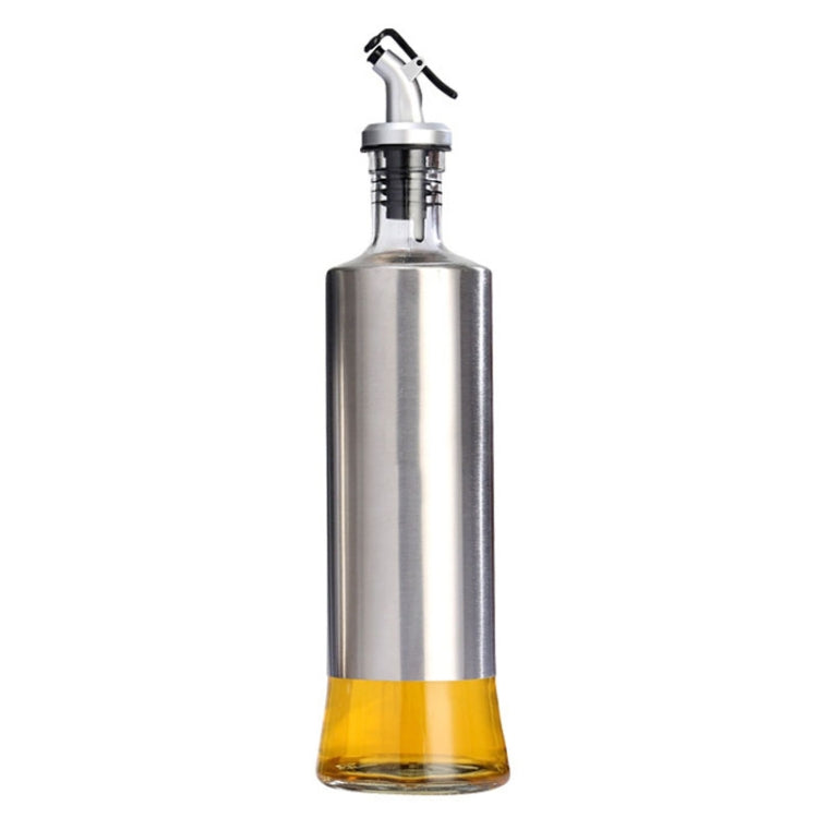 Stainless Steel Glass Oil Bottle Kitchen Pressed Seasoning Bottle, Capacity: 500ml by bashfashion