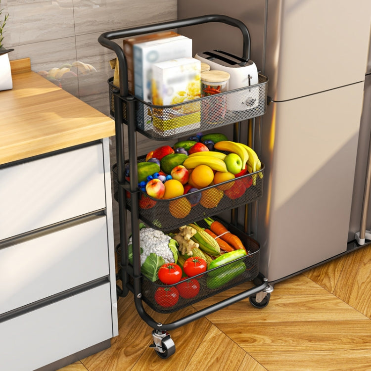 HP211015 Multifunctional Kitchen Storage Rack with Pulley(Black) by bashfashion