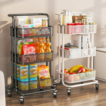 HP211015 Multifunctional Kitchen Storage Rack with Pulley(White) by bashfashion