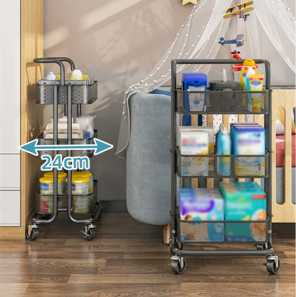 HP211015 Multifunctional Kitchen Storage Rack with Pulley(Black) by bashfashion