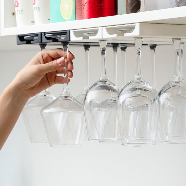 2 PCS Living Room Kitchen Free Punch Goblet Wine Glass Hanging Rack(Black) by bashfashion