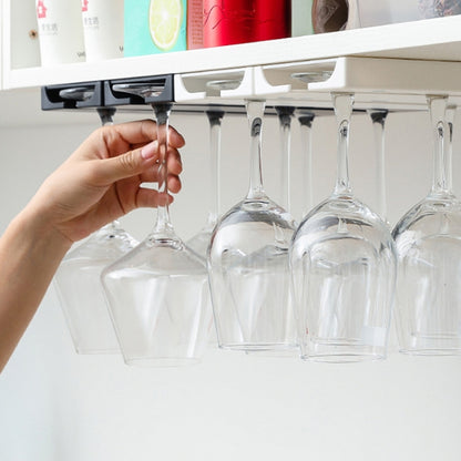 2 PCS Living Room Kitchen Free Punch Goblet Wine Glass Hanging Rack(Black) by bashfashion