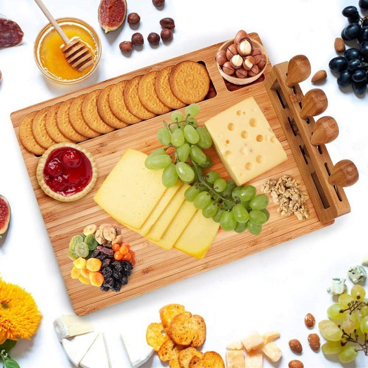 Bamboo Cheese Board Charcuterie Board Sets(36x29x1.5cm) by bashfashion
