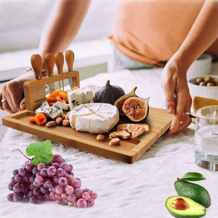 Bamboo Cheese Board Charcuterie Board Sets(36x29x1.5cm) by bashfashion