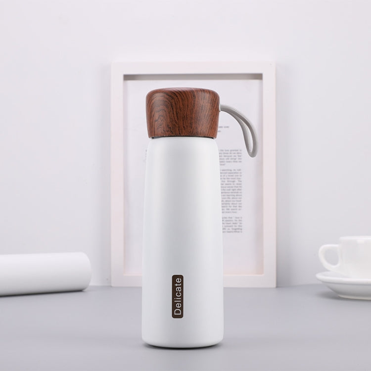 Delicate 304 Stainless Steel Wood Grain Thermos Cup, Capacity: 400ml(White) by Delicate