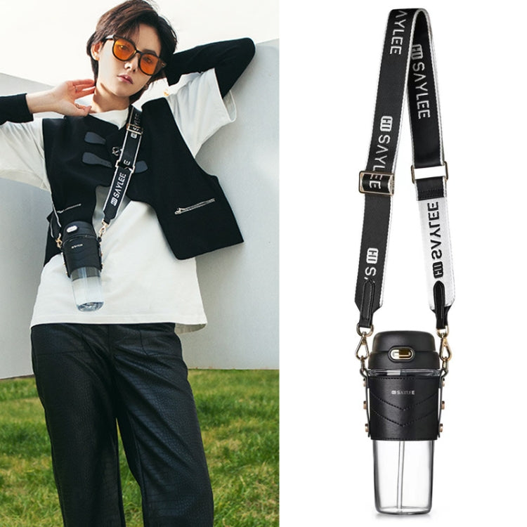 Saylee 500ML Portable Tritan Straw Cup(Black) by bashfashion