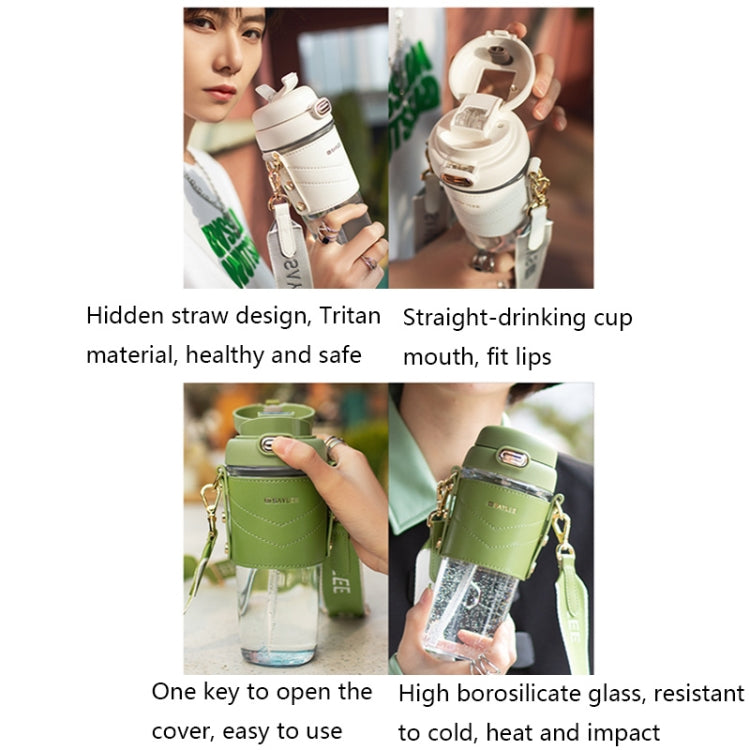 Saylee 500ML Portable Tritan Straw Cup(Dark Green) by bashfashion