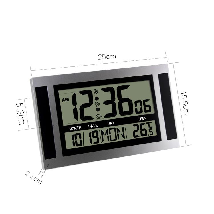 Large Screen LCD Wall Clock Minimalist Electronic Alarm Clock(Silver+Black) by bashfashion