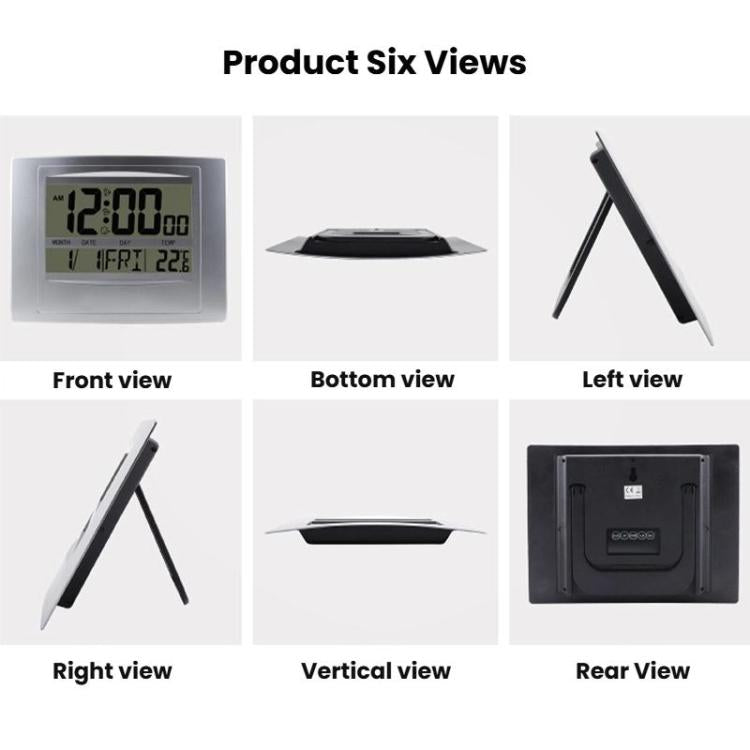 Home Big Screen Display Digital Electronic Wall Clock Living Room Temperature Clock(Silver) by bashfashion