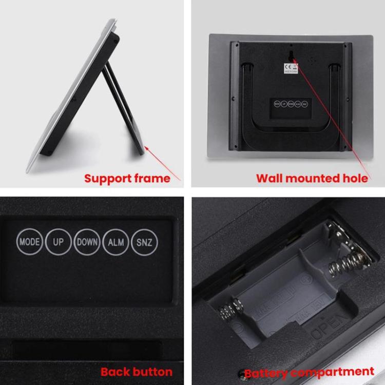 Home Big Screen Display Digital Electronic Wall Clock Living Room Temperature Clock(Silver) by bashfashion