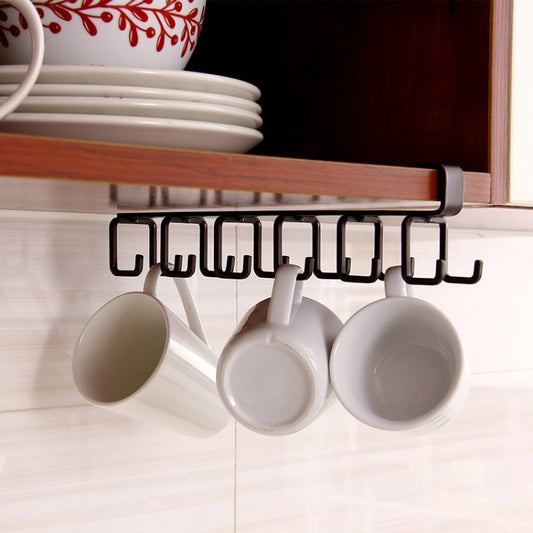 Hole-free Hanging Cup Holder Clip-type Double-row Hook Frame by bashfashion