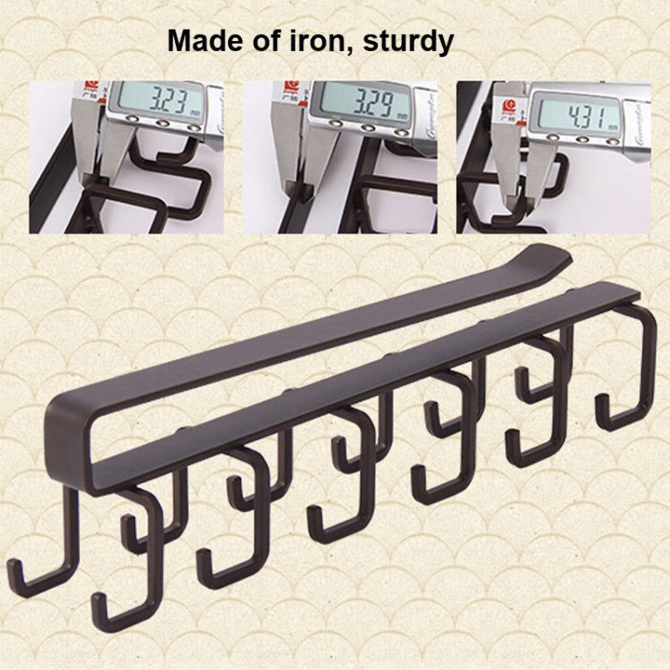 Hole-free Hanging Cup Holder Clip-type Double-row Hook Frame by bashfashion