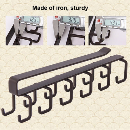 Hole-free Hanging Cup Holder Clip-type Double-row Hook Frame by bashfashion