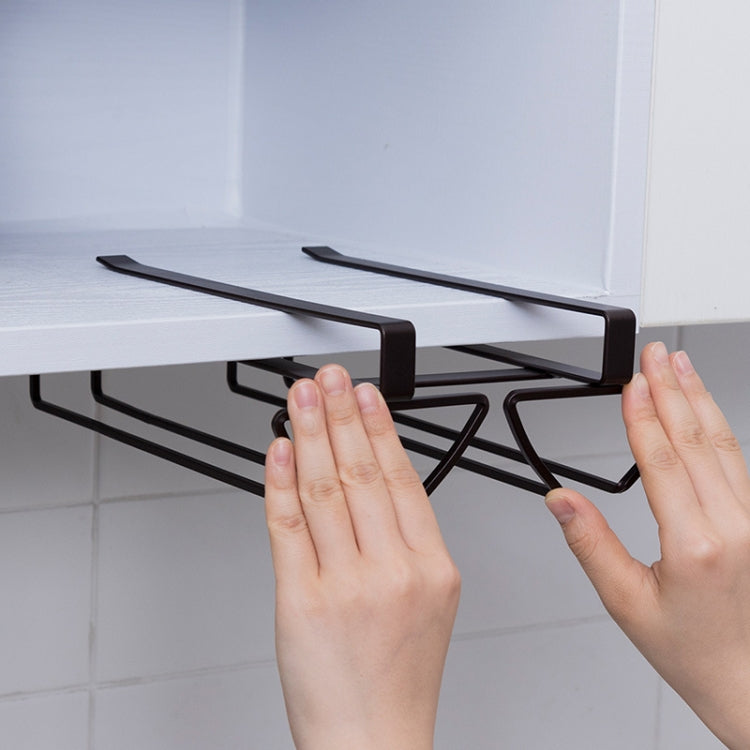 Free Punch Cabinet Wrought Iron Wine Glass Holder Upside Down Rack,Style: Double Row by bashfashion