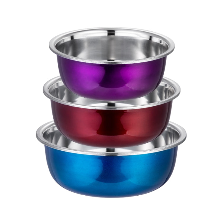 3 PCS / Set SiGang Stainless Steel Kitchen Supplies Seasoning Colorful Basin(22cm+24cm+26cm) by bashfashion