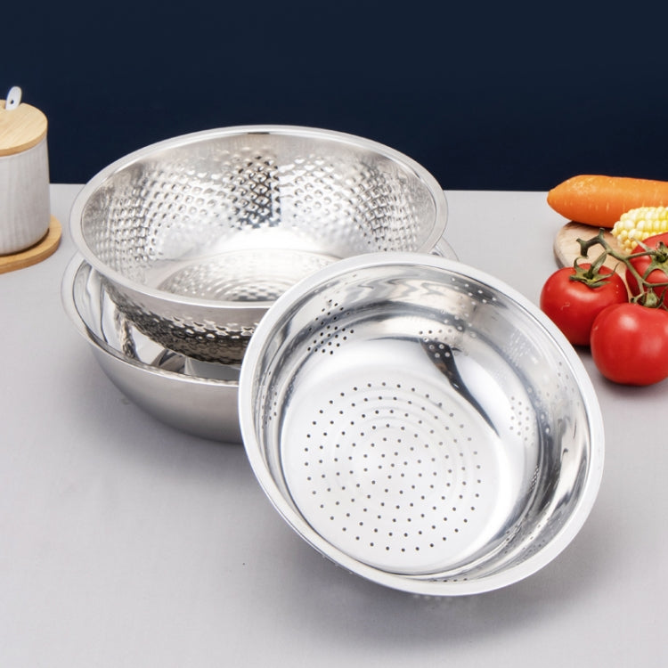 3 PCS / Set SiGang Stainless Steel Rice Washing and Vegetable Draining Basin(24cm+26cm+28cm) by bashfashion