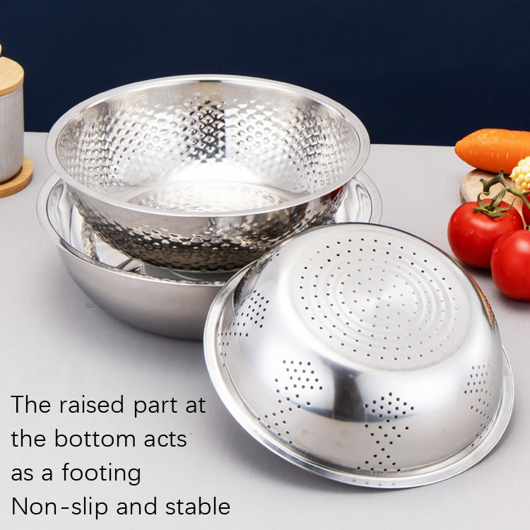 3 PCS / Set SiGang Stainless Steel Rice Washing and Vegetable Draining Basin(24cm+26cm+28cm) by bashfashion