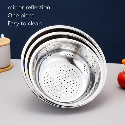 3 PCS / Set SiGang Stainless Steel Rice Washing and Vegetable Draining Basin(24cm+26cm+28cm) by bashfashion