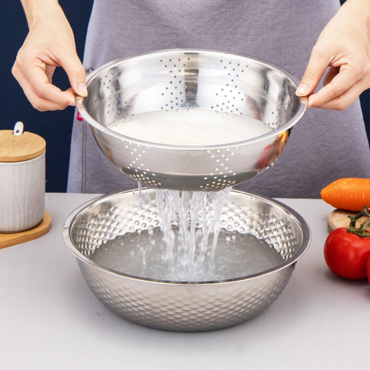 3 PCS / Set SiGang Stainless Steel Rice Washing and Vegetable Draining Basin(24cm+26cm+28cm) by bashfashion